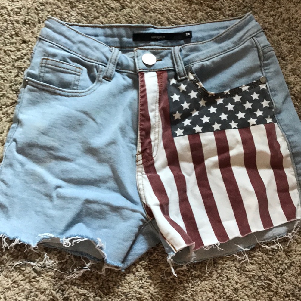 Mid Rise American Flag Cutoffs